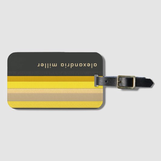 Trendy Mustard Color Block Stripes Bagagelabel (Voorkant (horizontaal))
