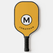 Trendy Mustard Monogram Initiaal Name Pickleball Paddle (Voorkant)