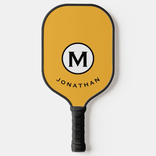 Trendy Mustard Monogram Initiaal Name Pickleball Paddle (Voorkant)