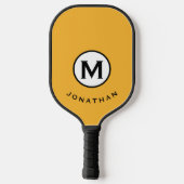 Trendy Mustard Monogram Initiaal Name Pickleball Paddle (Achterkant)