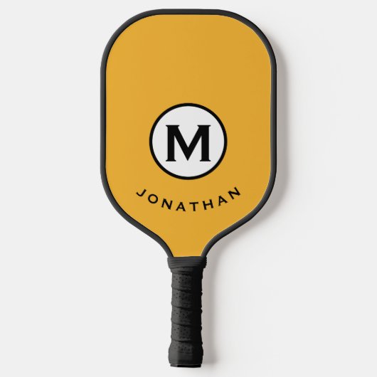 Trendy Mustard Monogram Initiaal Name Pickleball Paddle (Achterkant)