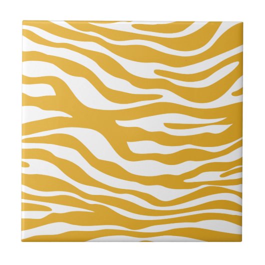 Trendy Mustard Yellow Zebra Print Pattern Tegeltje (Voorkant)