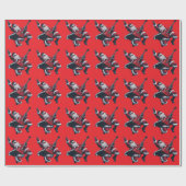 Trendy Muziek Kerstman Sinterklaas Gitaarspeler Cadeaupapier (Vlak)