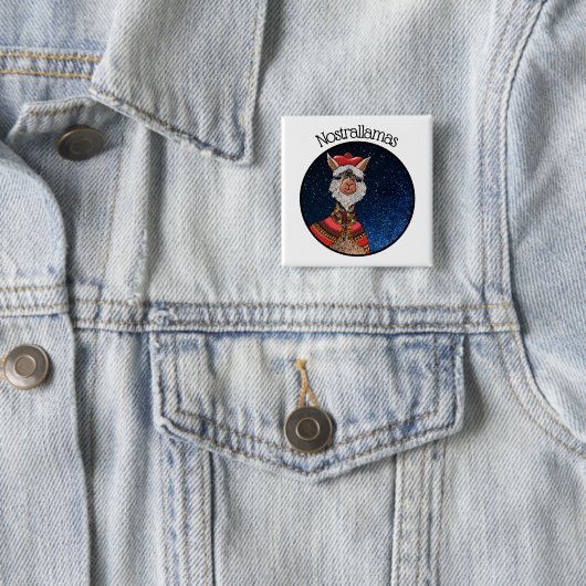 Trendy Mystical Nostradamus Llama Pun Halloween Vierkante Button 5,1 Cm (In situ)