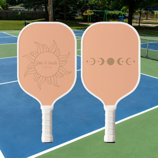 Trendy Mystieke Zon Maan Oranje Trouw Pickleball Paddle