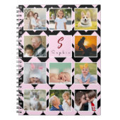 Trendy naam monogram 11 foto collage notitieboek (Voorkant)