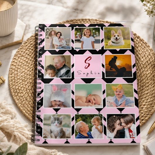 Trendy naam monogram 11 foto collage notitieboek