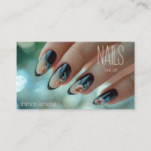 Trendy Nail Floral Art Manicurist Loyaliteit Visitekaartje