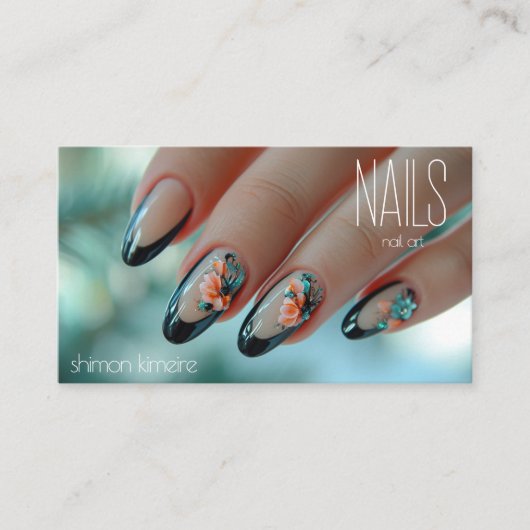 Trendy Nail Floral Art Manicurist Visitekaartje (Voorkant)