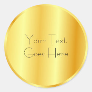 Trendy namaak gouden metalen uitzicht voeg uw teks ronde sticker