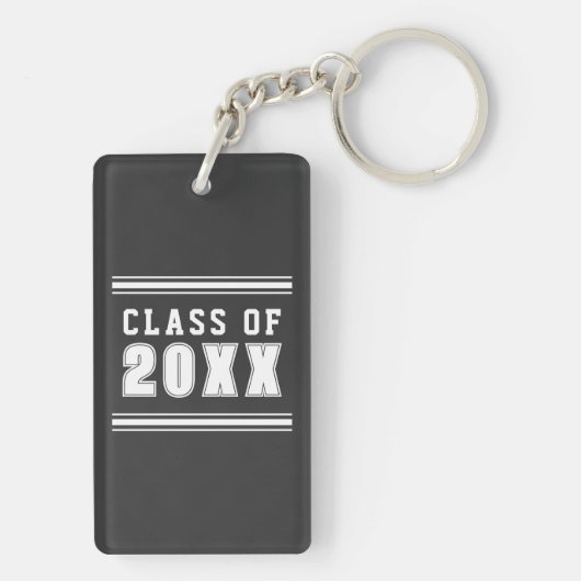 Trendy Name Class of Charcoal Grey Afstuderen foto Sleutelhanger (achterkant)