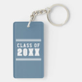 Trendy Name Class of Dusty Blue Afstuderen Foto Sleutelhanger (achterkant)