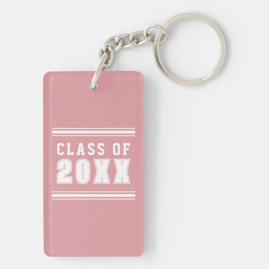 Trendy Name Class of Pink Blush Afstuderen Foto Sleutelhanger (achterkant)