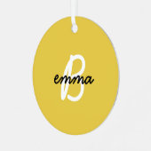 Trendy Name | Mustard Yellow Modern Initiaal Metalen Ornament (Voorkant links)