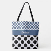 Trendy Named Blue & White Polka Dot Canvas tas (Voorkant)