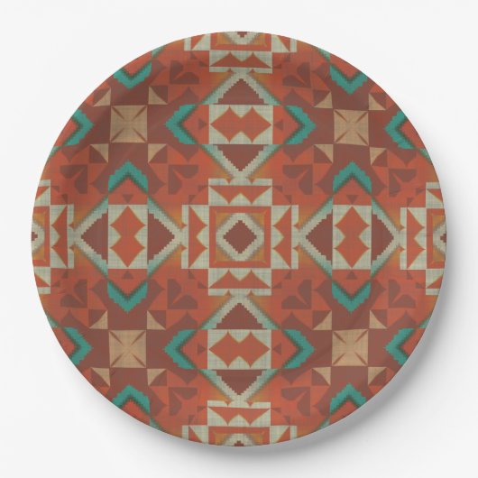 Trendy Native American Tribe Mosaic Pattern Papieren Bordje (Voorkant)