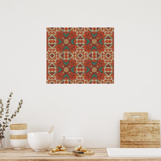 Trendy Native American Tribe Mosaic Pattern Poster (Keuken)