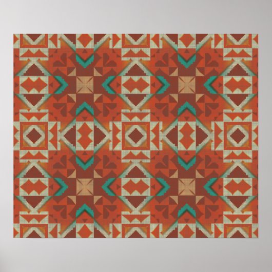 Trendy Native American Tribe Mosaic Pattern Poster (Voorkant)
