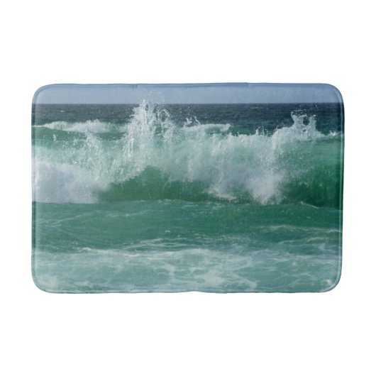Trendy Natuur aan zee Beach Waves Sjabloon Medium Badmat (Voorkant)
