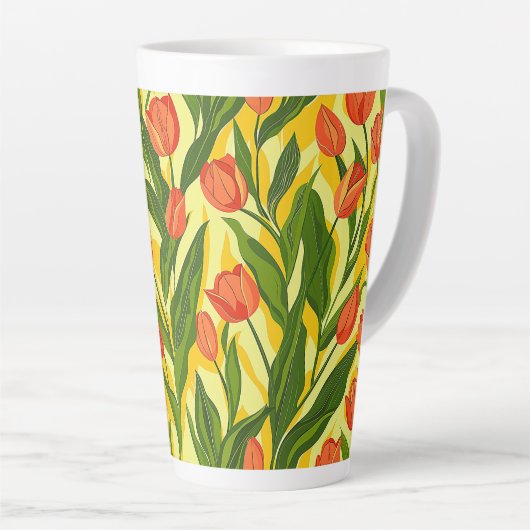 Trendy Natuur bloementuin Zomertulp Latte Mok (Rechterhoek)