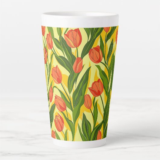 Trendy Natuur bloementuin Zomertulp Latte Mok (Voorkant)