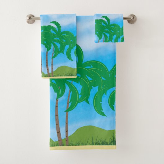 Trendy Natuur Blue Sky White Clouds Sjabloon Bad Handdoek (Insitu)