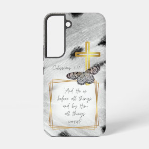 Trendy Natuur Geloof Wit Grijs Zwart Goud Kruis Samsung Galaxy Hoesje
