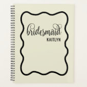 Trendy natuurlijke en zwarte retro bruidsmeisje planner (Voorkant)