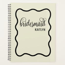 Trendy natuurlijke en zwarte retro bruidsmeisje planner