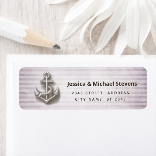 Trendy nautical anchor  nauwe strepen labus etiket (Insitu)