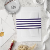 Trendy Nautical Navy Blue & White Stripe Bruiloft Uitnodigingen Wikkel