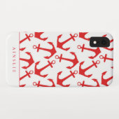 Trendy Nautical Red Anchor Pattern Case-Mate iPhone Case (Achterkant (horizontaal))