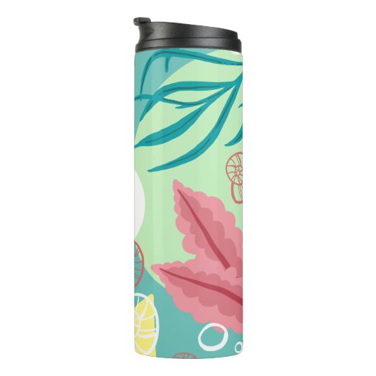 Trendy Nautical Seashells Seaweed | Monogram Thermosbeker (Geroteerd rechts)