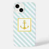 Trendy Nautical Stripes Faux Glitter Anchor Hoesje (Achterkant)