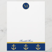 Trendy Navy and Gold Anchors Design Letterhead (Voorkant)