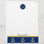 Trendy Navy and Gold Anchors Design Letterhead (Voorkant / Achterkant)