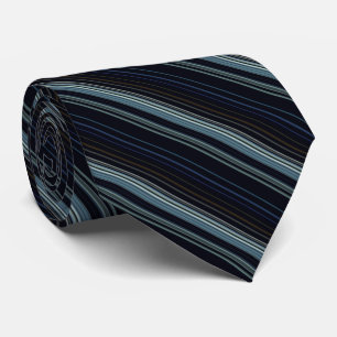 Trendy Navy and Gold Multicolor Stripes Stropdas