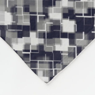 Trendy Navy Black White Grey Abstract Pattern Fleece Deken