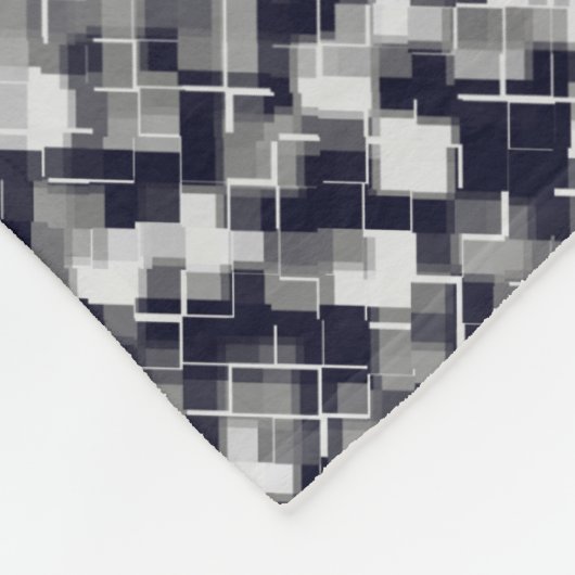 Trendy Navy Black White Grey Abstract Pattern Fleece Deken (Hoek)