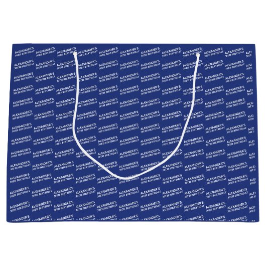 Trendy Navy blauw 30e Verjaardag Naam Groot Cadeauzakje (Voorkant)