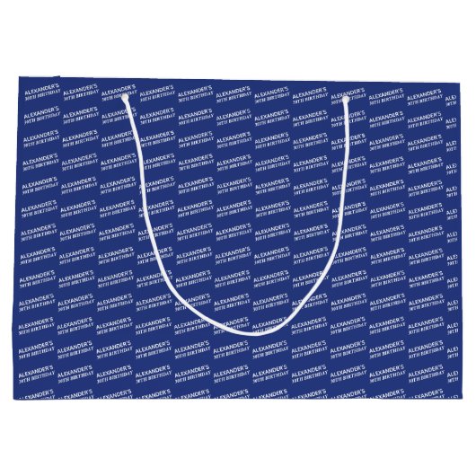 Trendy Navy blauw 30e Verjaardag Naam Groot Cadeauzakje (Achterkant)