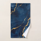 Trendy Navy Blauw Goud Marmer Collectie Bad Handdoek (Handdoek)
