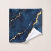 Trendy Navy Blauw Goud Marmer Collectie Bad Handdoek (Wasdoekje)