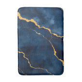 Trendy Navy Blauw Goud Marmer Collectie Badmat (Voorkant Verticaal)