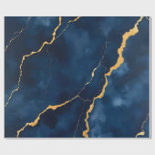 Trendy Navy Blauw Goud Marmer Collectie Cadeaupapier (Vlak)
