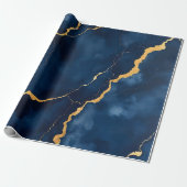 Trendy Navy Blauw Goud Marmer Collectie Cadeaupapier (Uitgerold)