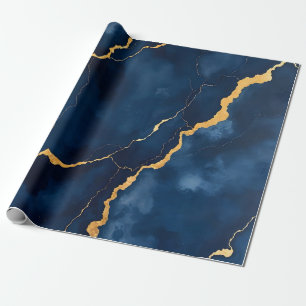 Trendy Navy Blauw Goud Marmer Collectie Cadeaupapier