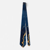 Trendy Navy Blauw Goud Marmer Collectie Stropdas (Voorkant)