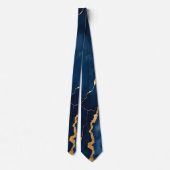 Trendy Navy Blauw Goud Marmer Collectie Stropdas (Achterkant)