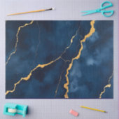 Trendy Navy Blauw Goud Marmer Collectie Tissuepapier (Craft)